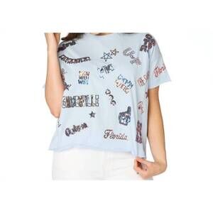 NEW STEWART SIMMONS the florida sequin spirit tee in light blue